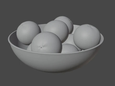 Oranges in Bowl 01 3D Model