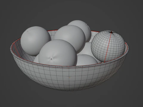 Oranges in Bowl 01 3D Model
