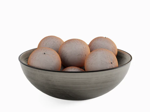 Oranges in Bowl 02 3D Model