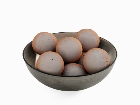 Oranges in Bowl 02 3D Model