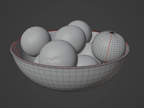 Oranges in Bowl 02 3D Model