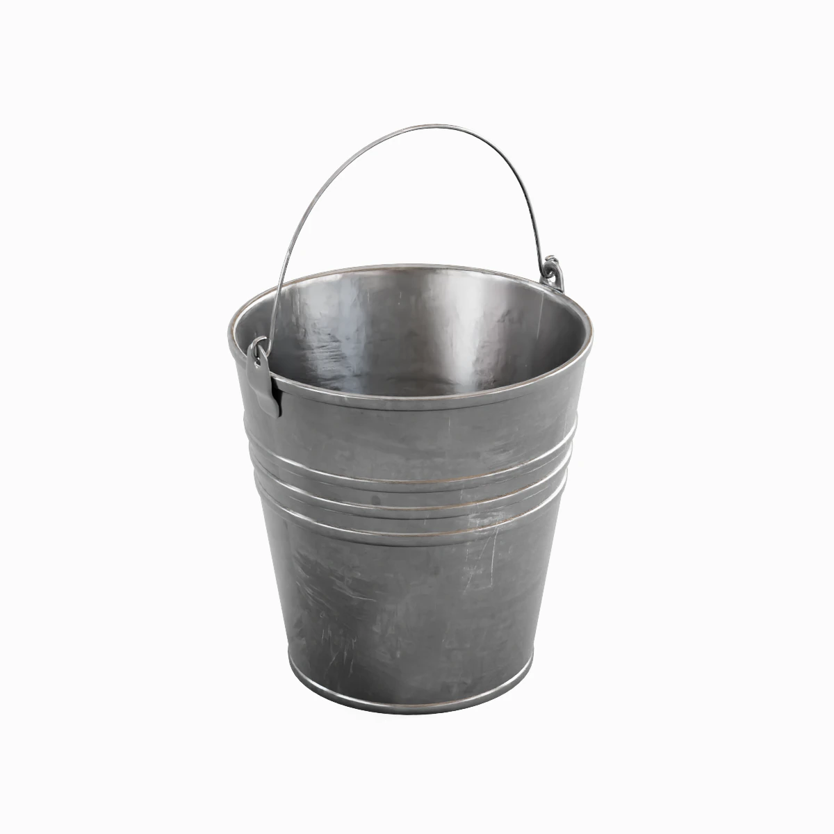 Scratched Steel Bucket 3D Model .c4d .max .obj .3ds .fbx .stl .blend