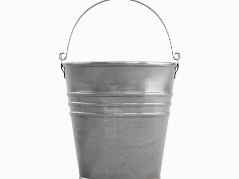 Scratched Steel Bucket 3D Model