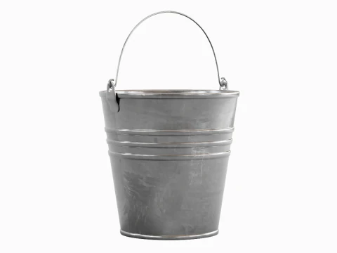 Scratched Steel Bucket 3D Model