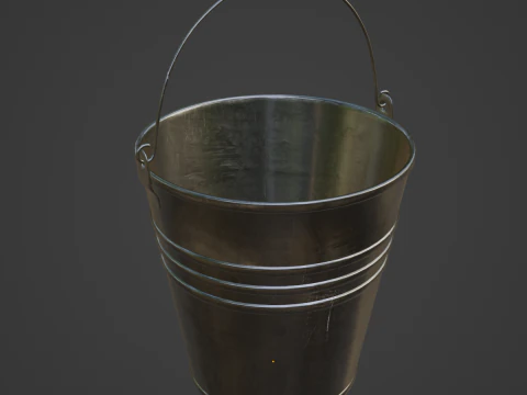 Scratched Steel Bucket 3D Model