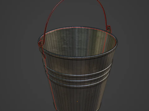 Scratched Steel Bucket 3D Model