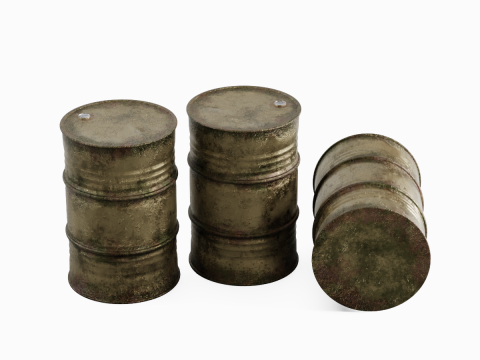 Used Steel Barrel 01 3D Model
