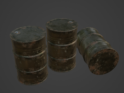 Used Steel Barrel 01 3D Model