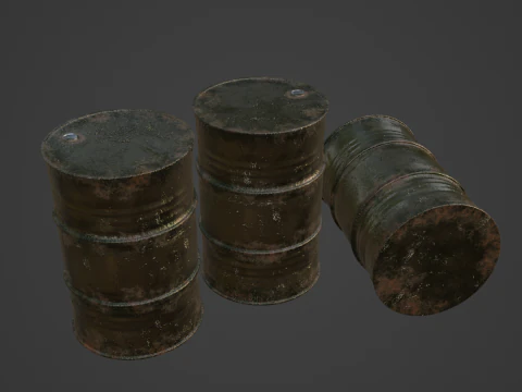 Used Steel Barrel 01 3D Model