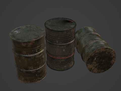 Used Steel Barrel 01 3D Model