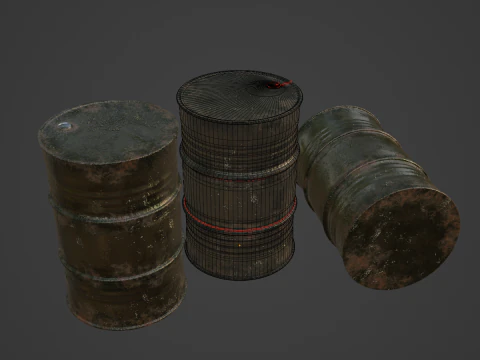 Used Steel Barrel 01 3D Model