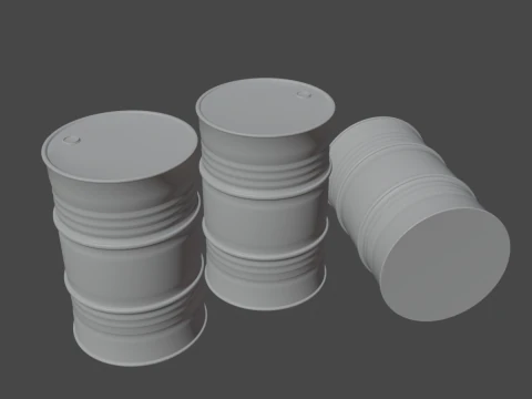 Used Steel Barrel 01 3D Model