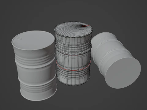 Used Steel Barrel 01 3D Model