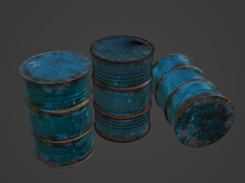 Used Steel Barrel 03 3D 모델