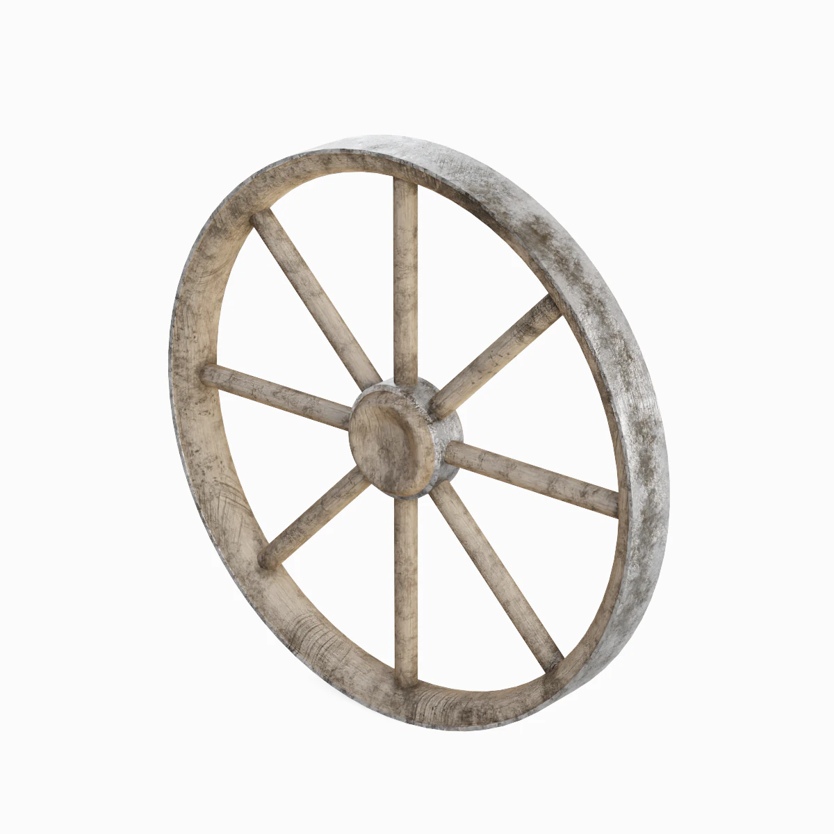 Western Wooden Wheel 01 3D Model .c4d .max .obj .3ds .fbx .stl .blend 