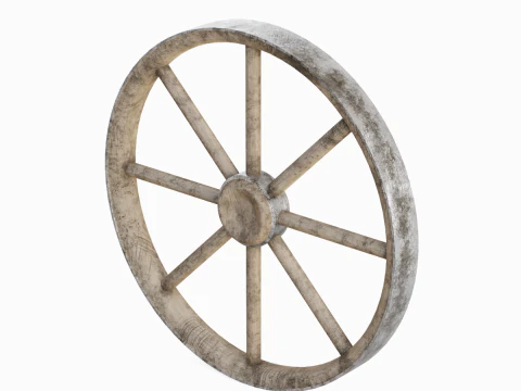 Западное деревянное колесо 01 3D Модель