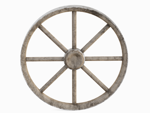 Western Wooden Wheel 01 3D Model