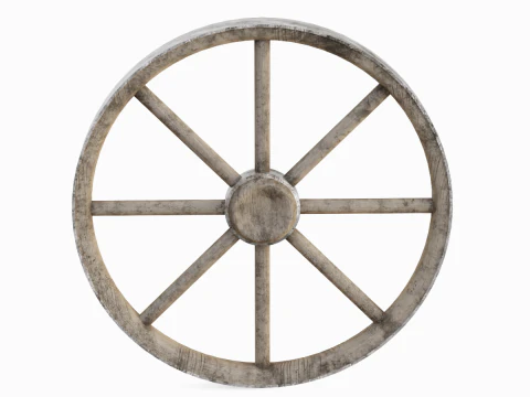 Western Wooden Wheel 01 3D Model