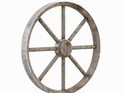 Western Wooden Wheel 01 3D Model