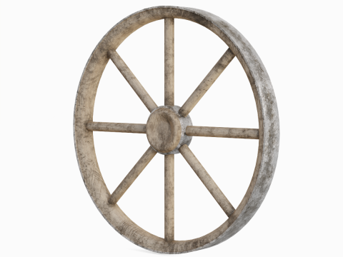 Western Wooden Wheel 01 3D Model