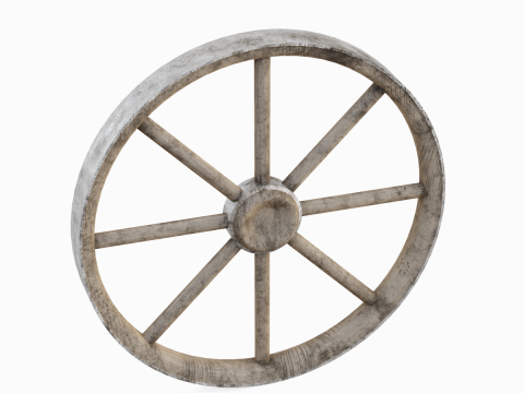 Western Wooden Wheel 01 3D Model