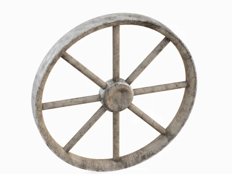 Western Wooden Wheel 01 3D Model