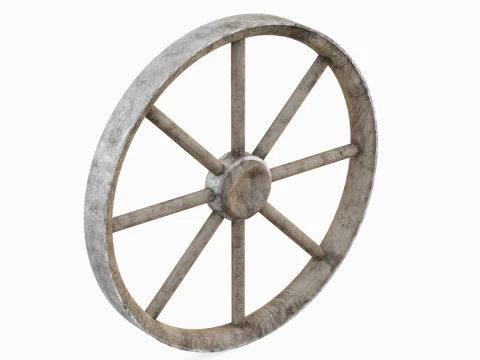 Western Wooden Wheel 01 3D Model