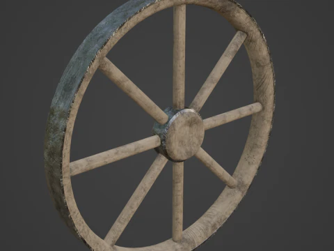 Western Wooden Wheel 01 3D Model