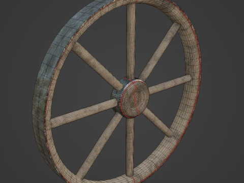 Western Wooden Wheel 01 3D Model
