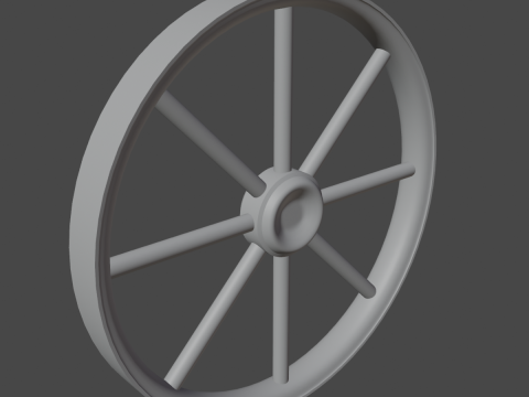 Western Wooden Wheel 01 3D Model