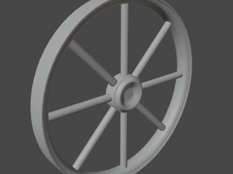 Western Wooden Wheel 01 3D Model