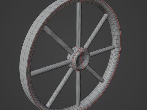 Western Wooden Wheel 01 3D Model