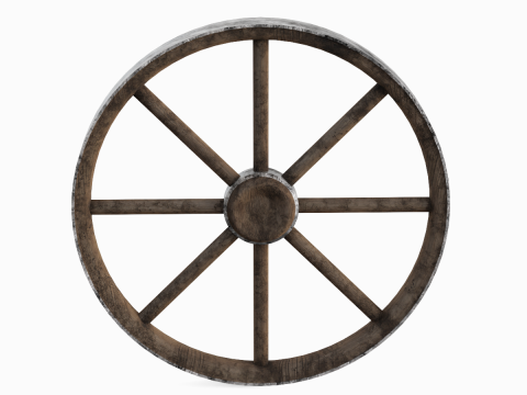 Western Wooden Wheel 02 3Dモデル