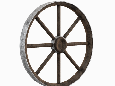 Western Wooden Wheel 02 3Dモデル