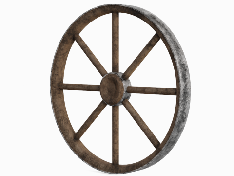 Western Wooden Wheel 02 3Dモデル