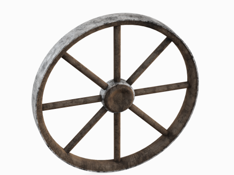 Western Wooden Wheel 02 3Dモデル