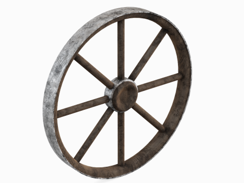 Western Wooden Wheel 02 3Dモデル