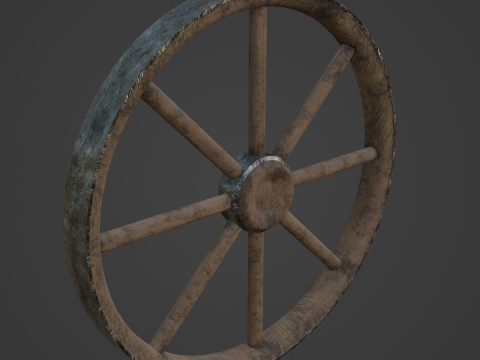 Western Wooden Wheel 02 3Dモデル