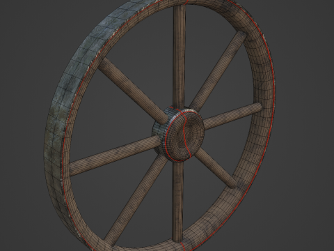 Western Wooden Wheel 02 3Dモデル