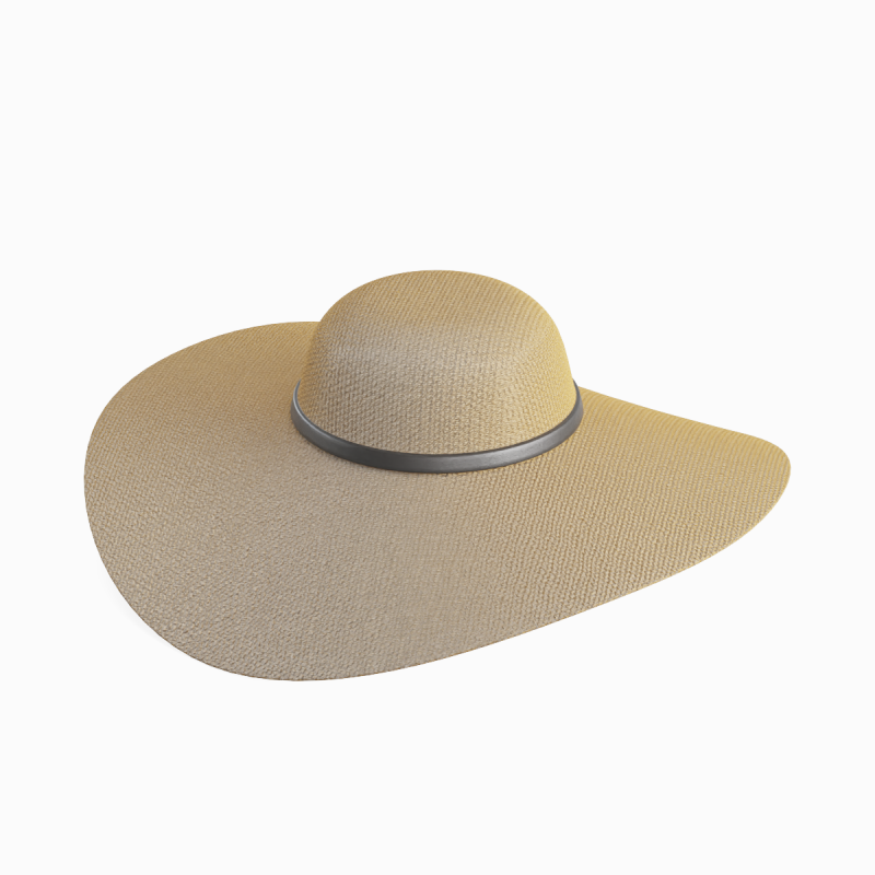 Straw Sun Hat 01 3D 모델 .c4d .max .obj .3ds .fbx .stl .blend