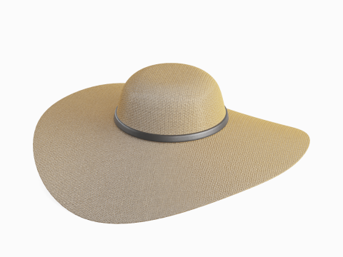 Straw Sun Hat 01 3Dモデル
