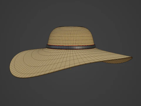 Straw Sun Hat 01 3D Model