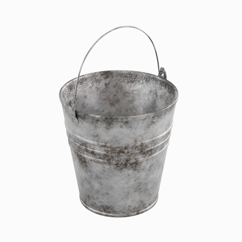 Dirty Steel Bucket 01 3D Модель .c4d .max .obj .3ds .fbx .stl .blend