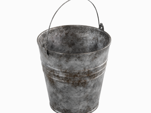 Dirty Steel Bucket 02 3D Model