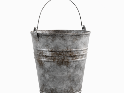 Dirty Steel Bucket 02 Model 3D
