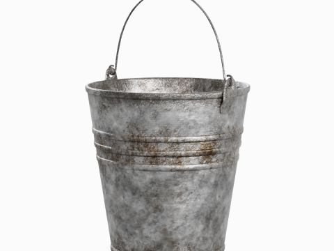 Dirty Steel Bucket 02 Model 3D