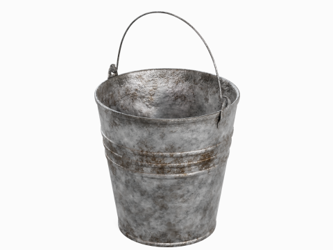 Dirty Steel Bucket 02 Model 3D