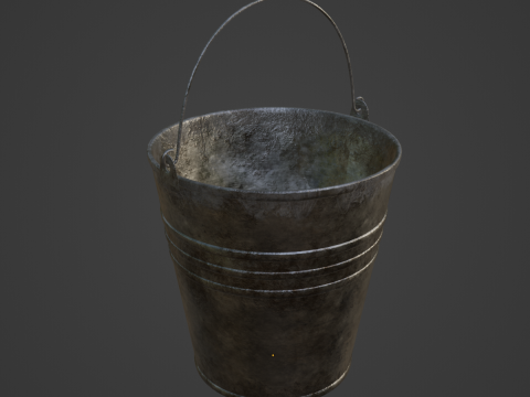 Dirty Steel Bucket 02 Model 3D