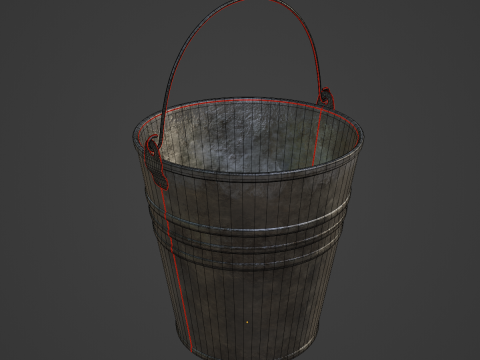 Dirty Steel Bucket 02 Model 3D