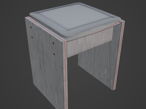Wooden Stool 01 3D Modell